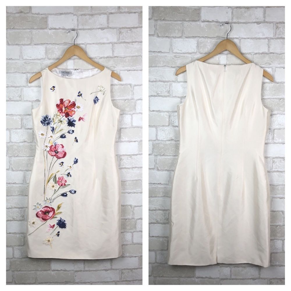 NWT Kay Unger Silk Floral Print Dress Size 10